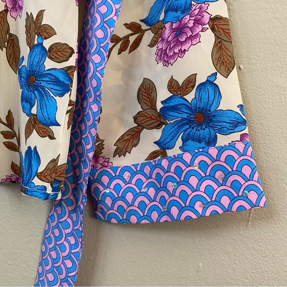 y2k Mary Kate & Ashley Vtg. Purple Mod Groovy Sequin Flare Sleeve Blouse Size XL - Picture 5 of 6